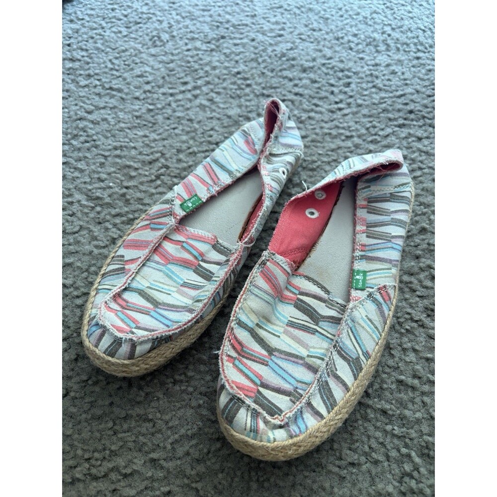 SANUK FOLKLORE OFF WHITE MULTI SIDEWALK SURFER SHOE US 9
